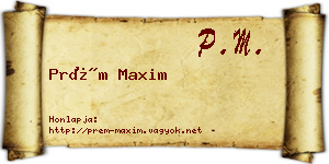 Prém Maxim névjegykártya